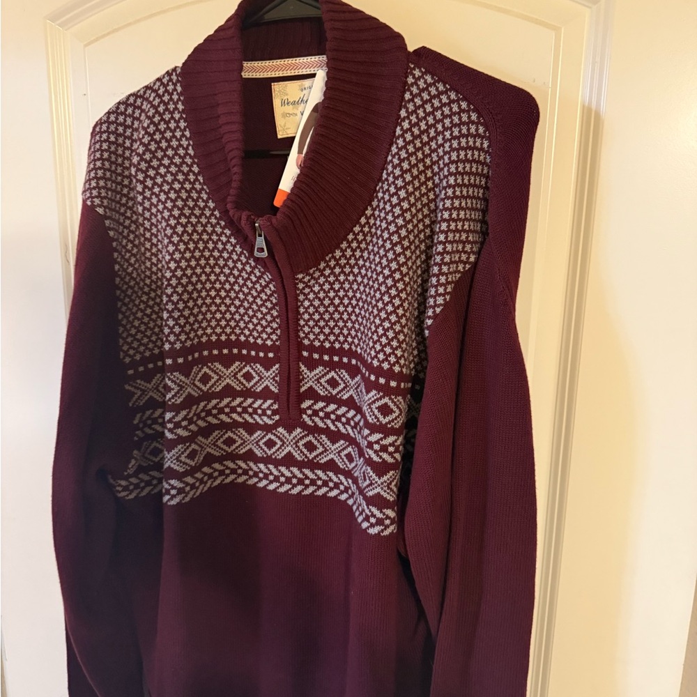 Weatherproof Maroon and White Cowl Neck Sweater